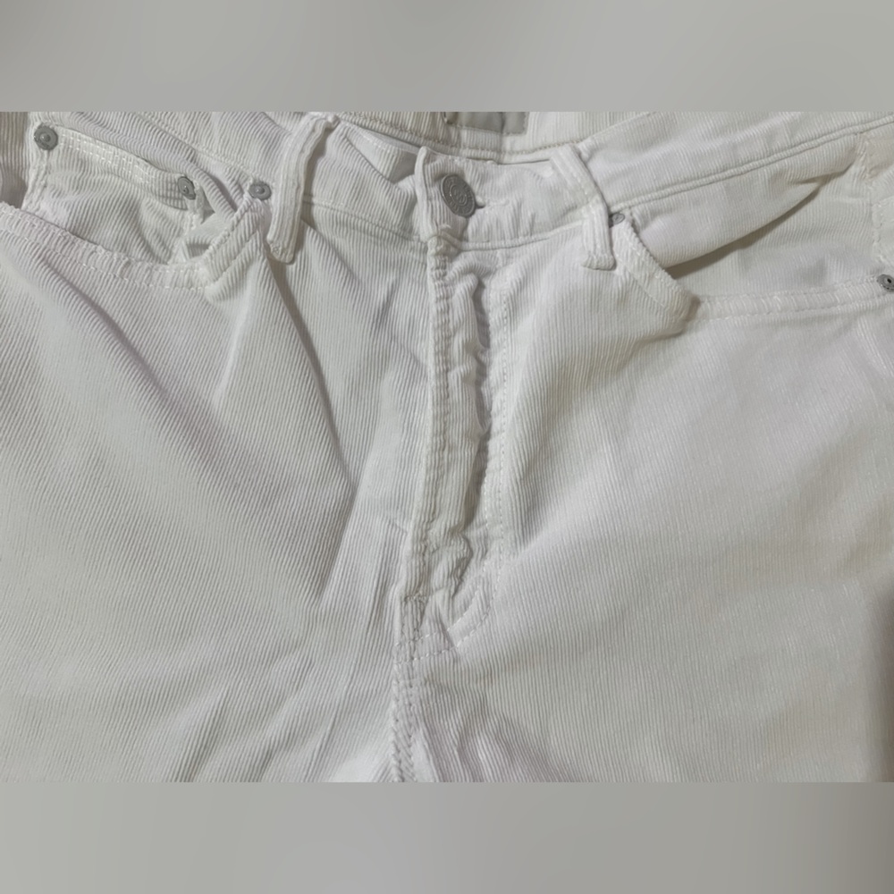 Mother jeans corduroy straight leg size 26 white the insider crop step fray - Picture 11 of 12